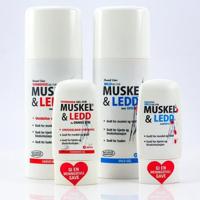 Muskel & Ledd gel kommer i to størrelse og to varinater; varmende og mild